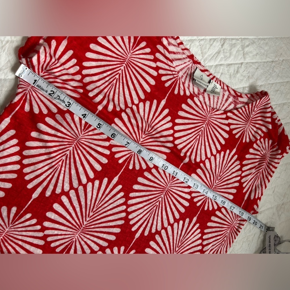 Joie Red and White Graphic Short Sleeve Top 100%Linen - Picture 3 of 5